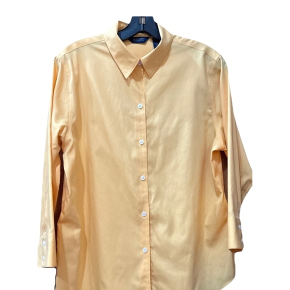 Austin Clothing Co Yellow Button Front Shirt Womens Large Wrinkle Free Cotton - Picture 7 of 11